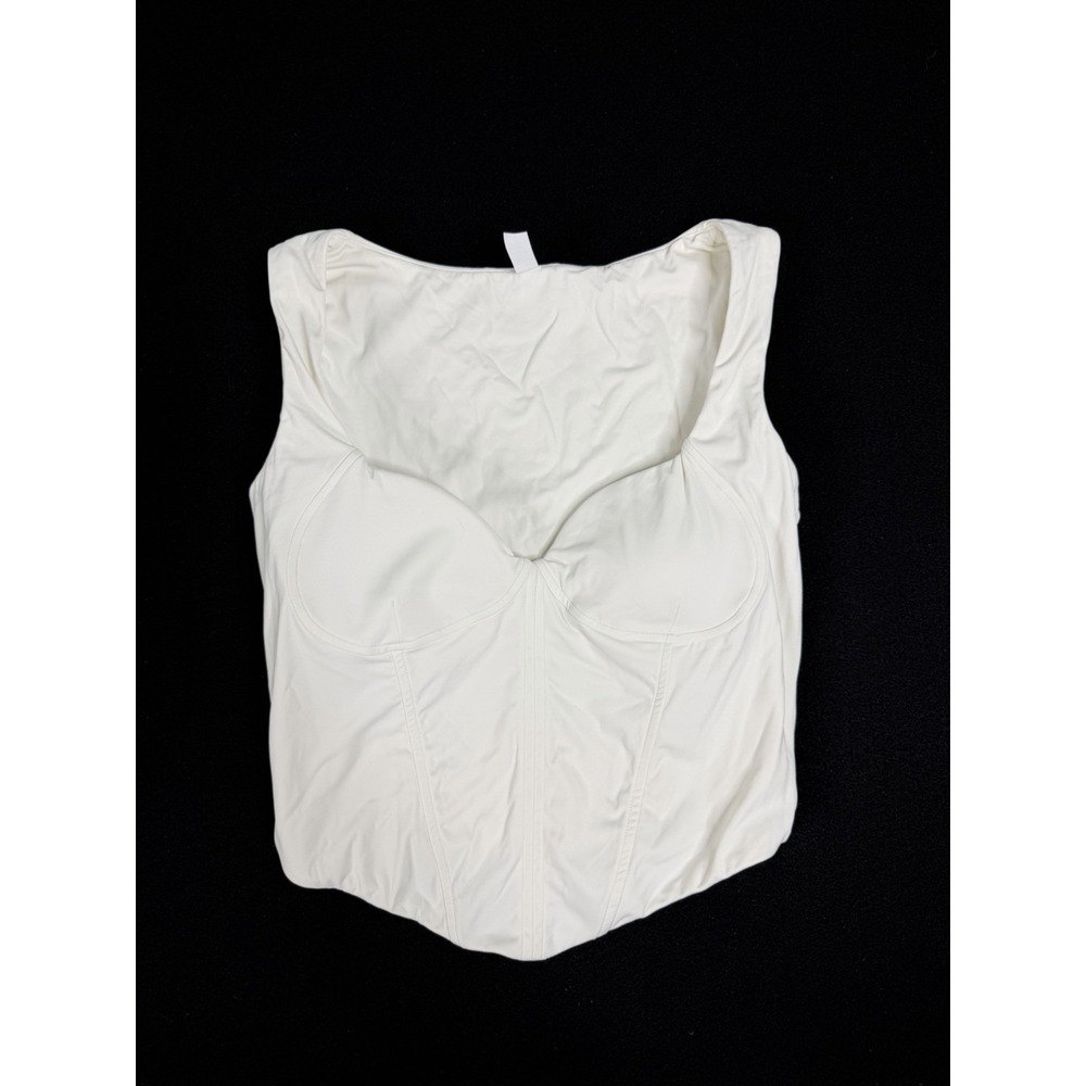 NAMA Body Butter Sleeveless Athleisure Corset Tank Top Ivory Lined Womens L
